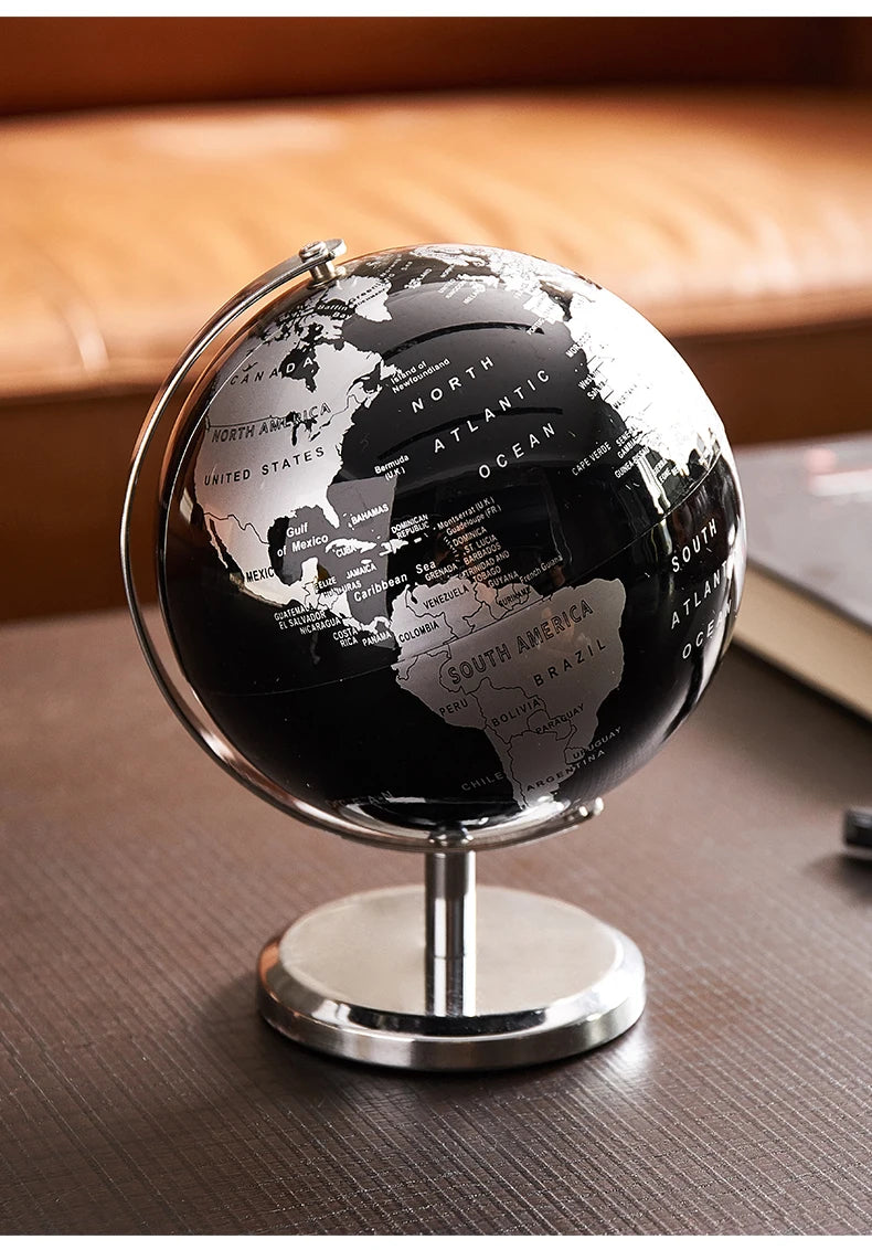 Globe Terrestre de Bureau Noir – Décoratif & Éducatif