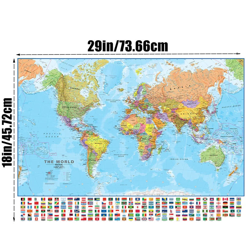 Carte du Monde Murale Éducative pour Enfants en anglais