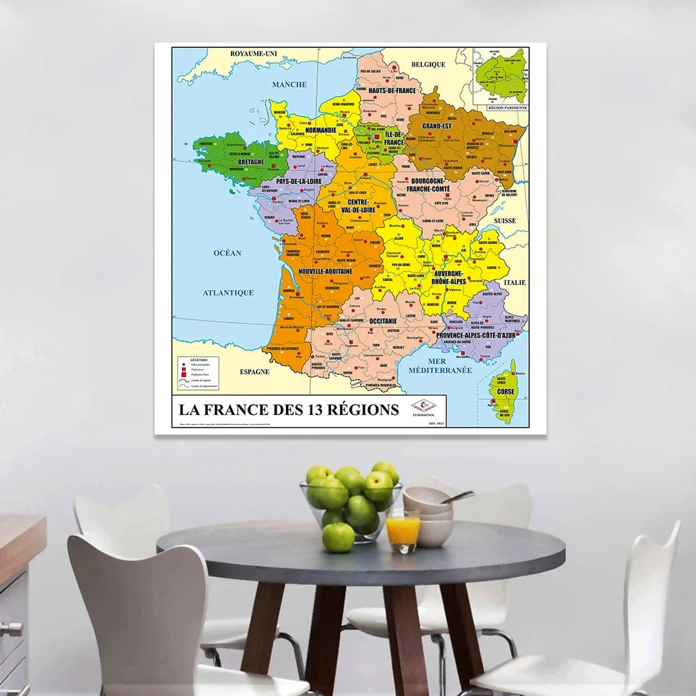 Carte de France des régions, Affiche murale à accrocher