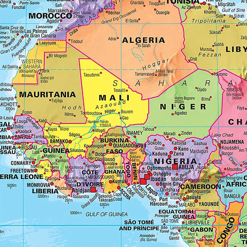Carte du Monde Murale Éducative pour Enfants en anglais