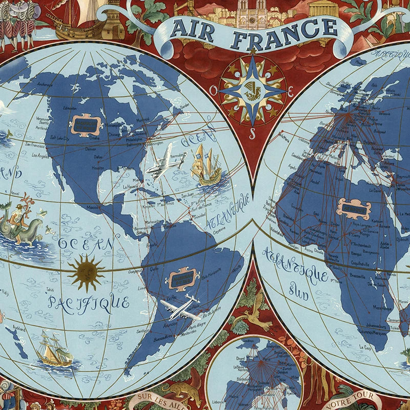 Affiche Carte du Monde Céleste en Français -  Double Hémisphère