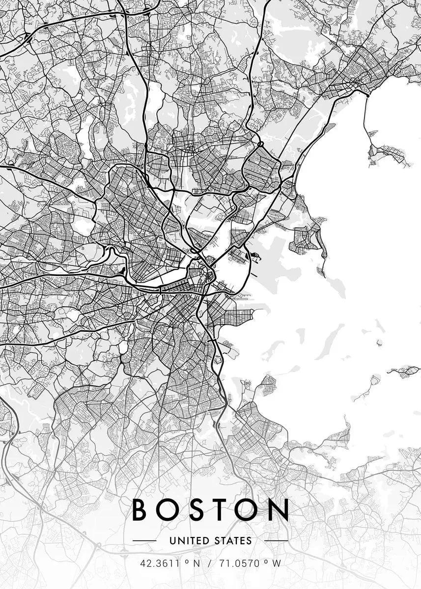 Carte de New Yo – Affiche Murale en Noir et Blanc
