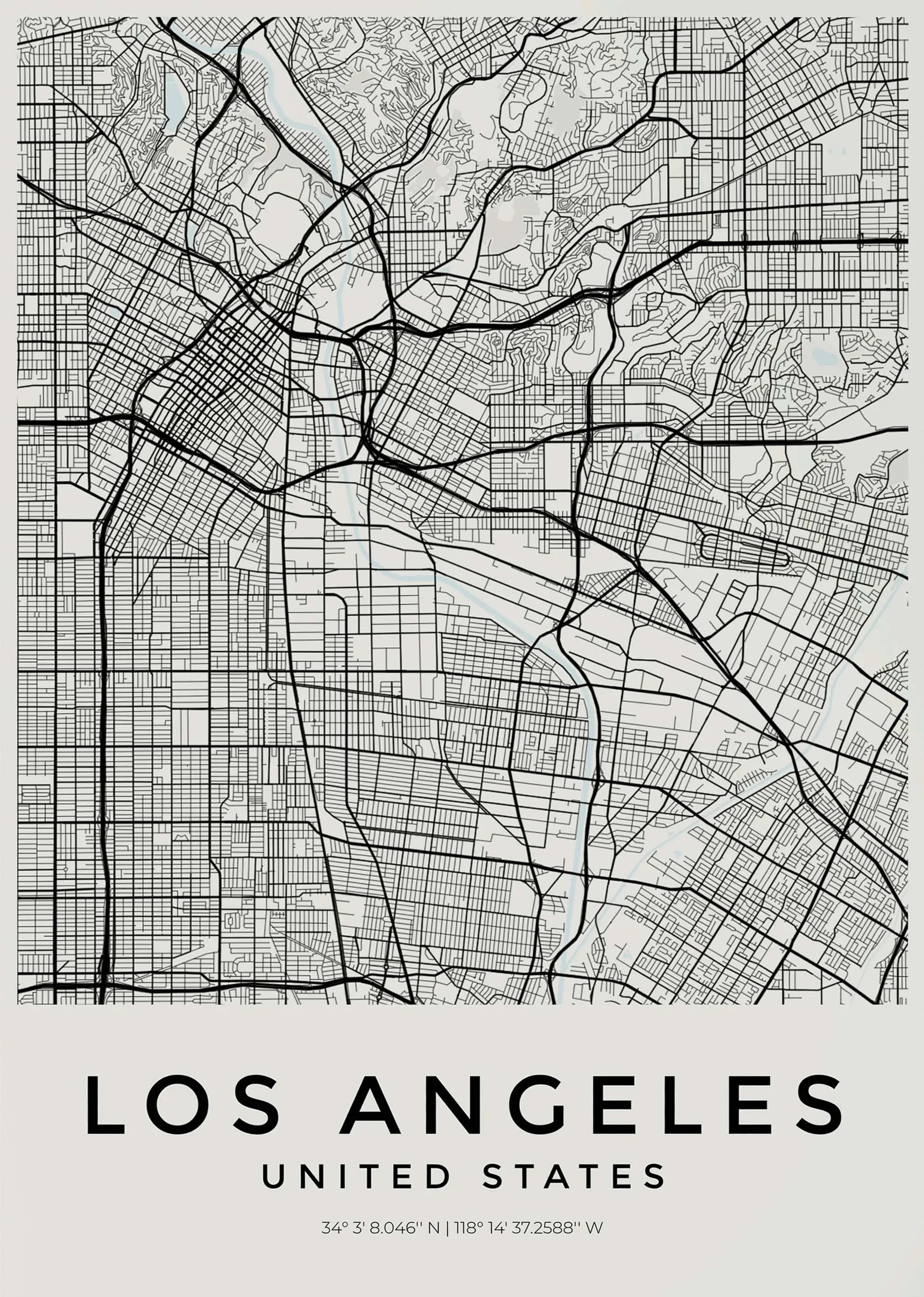 Carte de Los Angeles – Affiche Murale vintage