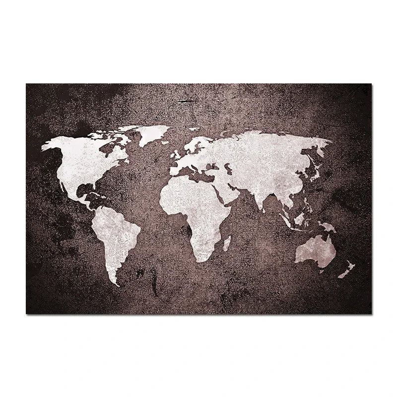 Carte du Monde décorative – Poster murale noir et blanc