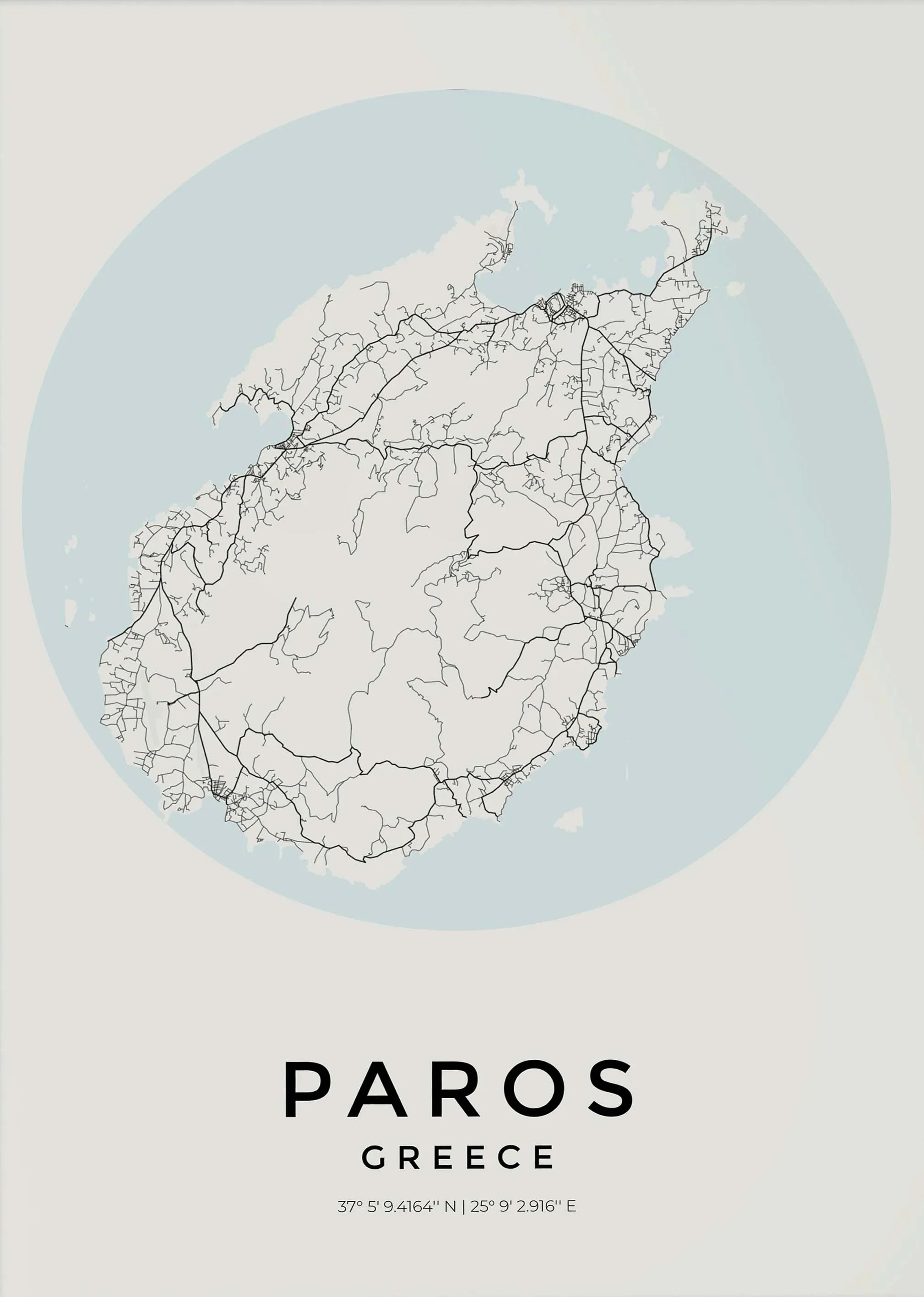 Carte de Paros – Affiche Murale vintage