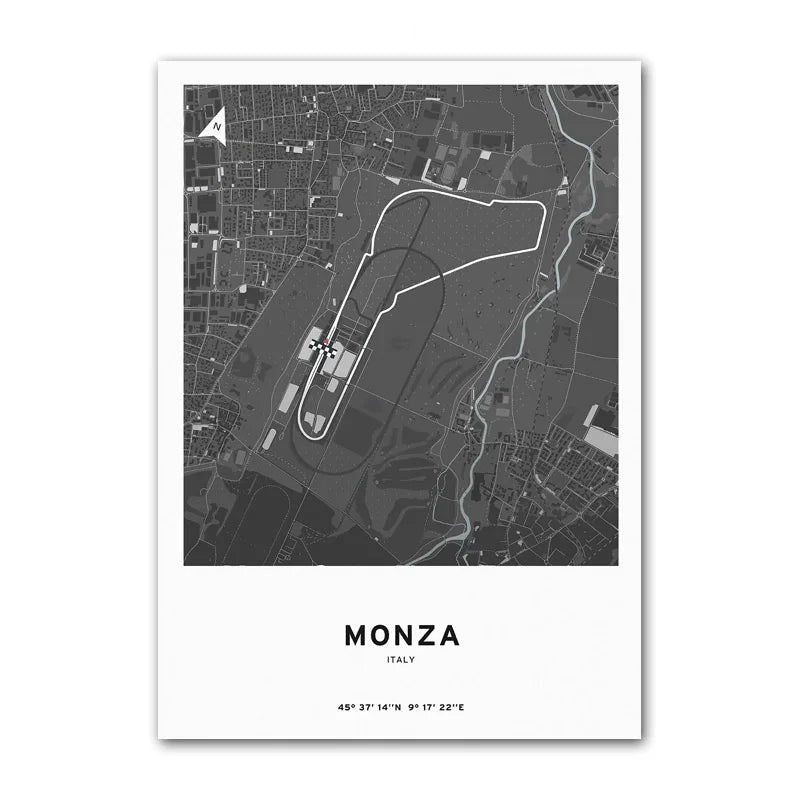 Affiche F1 – Carte du Circuit de Monza - Italie