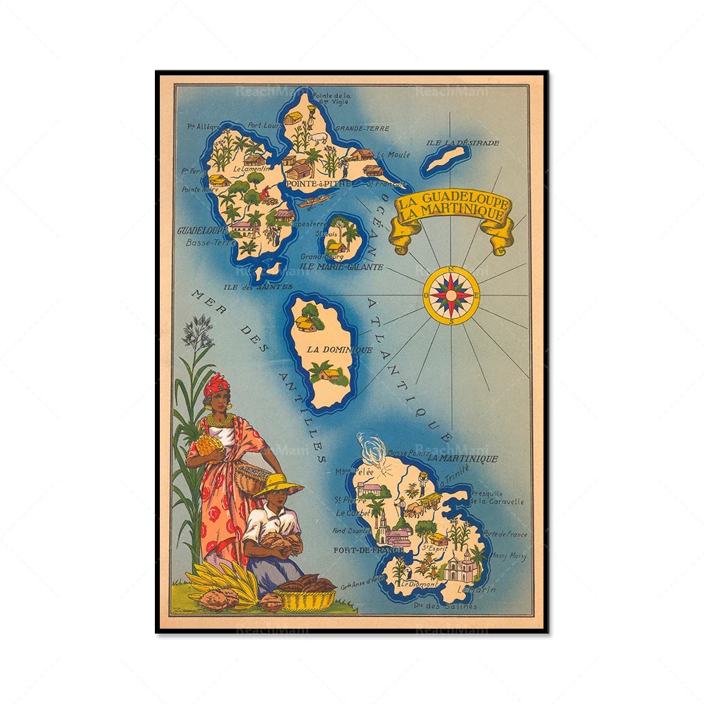 Affiche - Carte des Antilles
