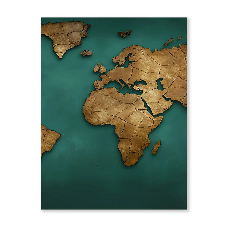 Carte du monde triptyque en 3 panneaux