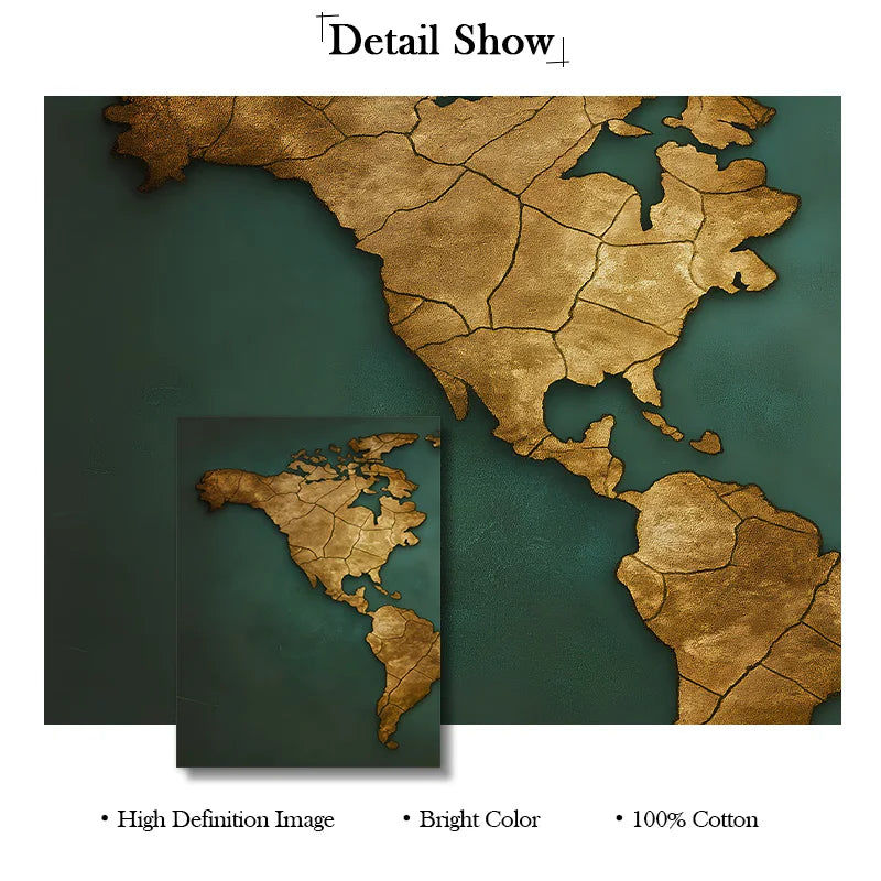 Carte du monde triptyque en 3 panneaux