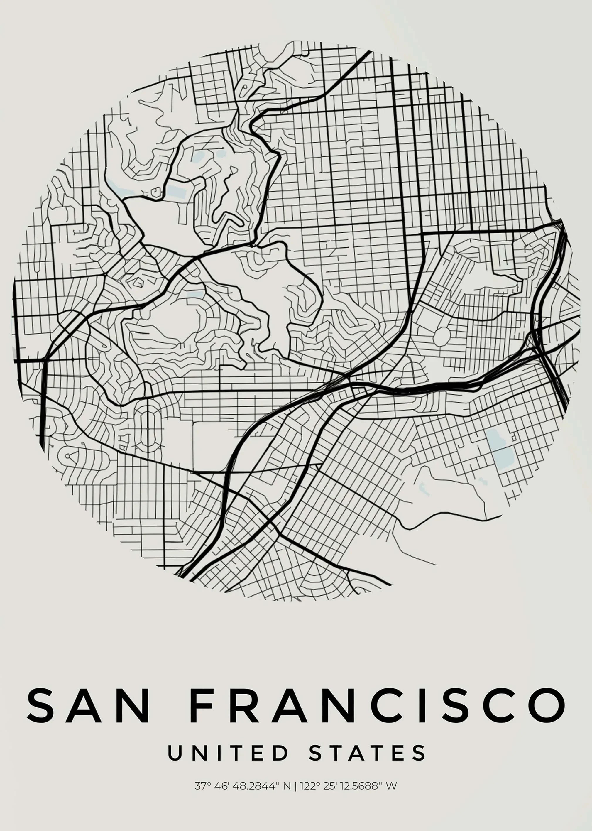 Carte de San Francisco – Affiche Murale vintage