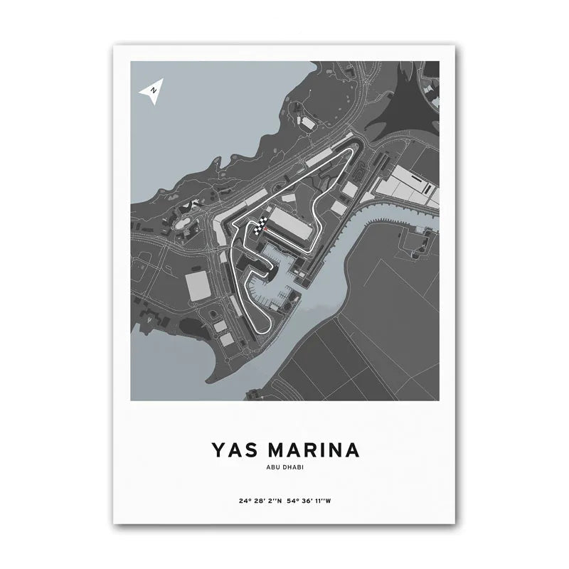 Affiche Circuit F1 – Carte du Circuit de Yas Marina - Abu Dhabi