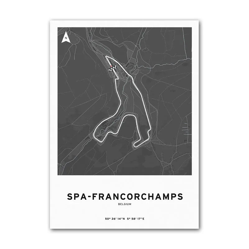 Affiche F1 – Carte du Circuit de Spa-Francorchamps