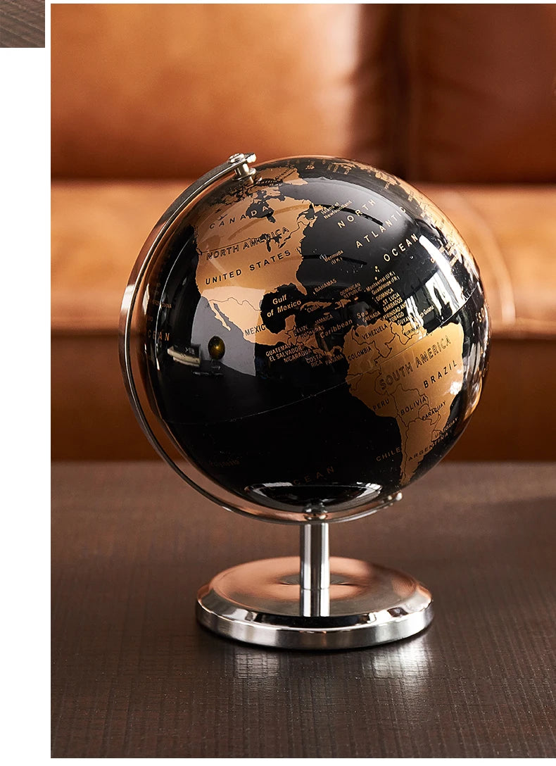 Globe Terrestre de Bureau Noir – Décoratif & Éducatif