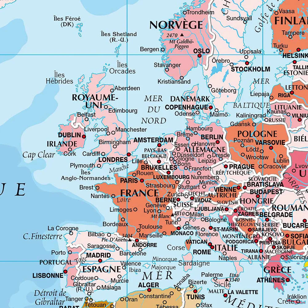 Carte du Monde Murale Éducative en Français
