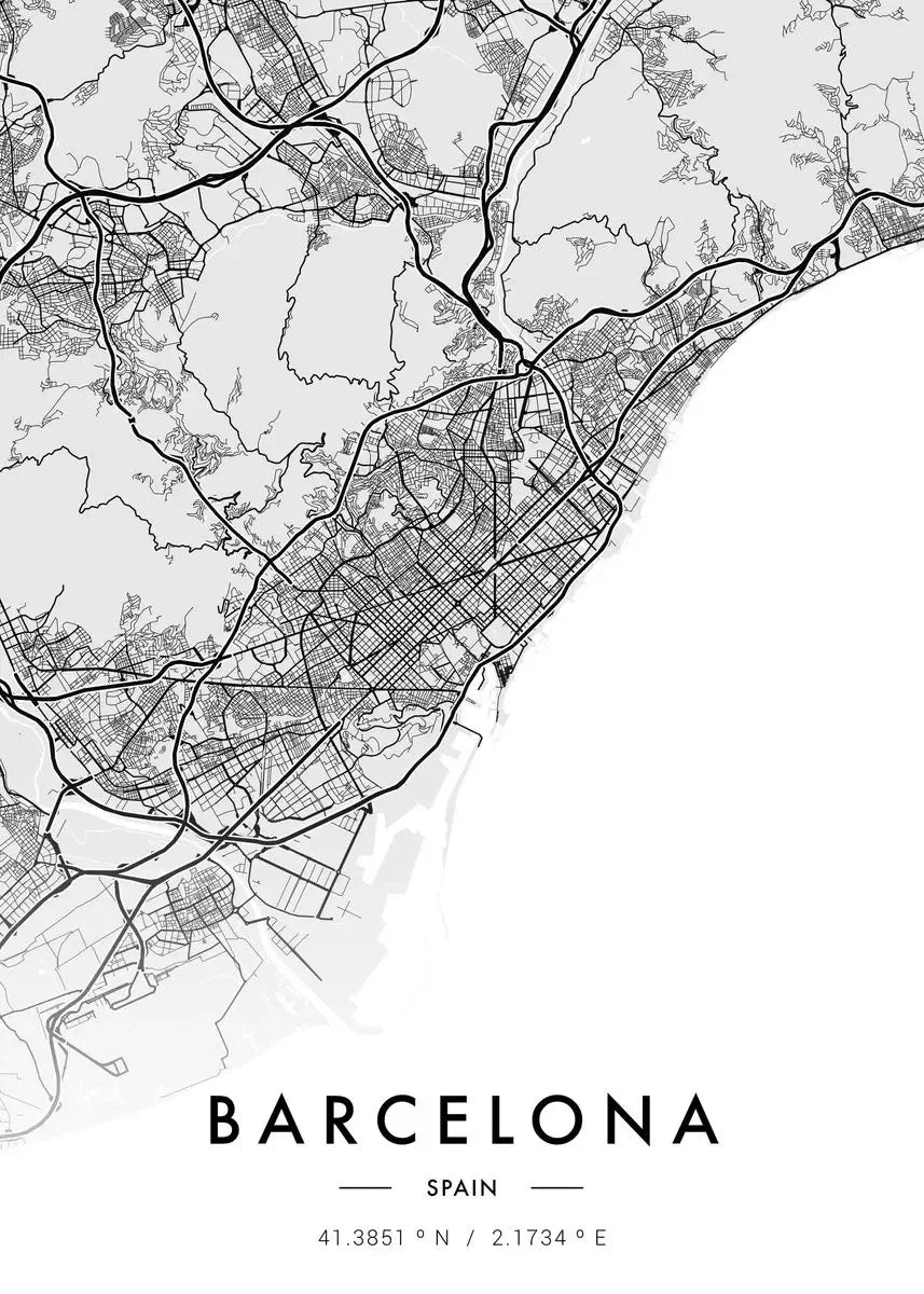 Carte de New Yo – Affiche Murale en Noir et Blanc