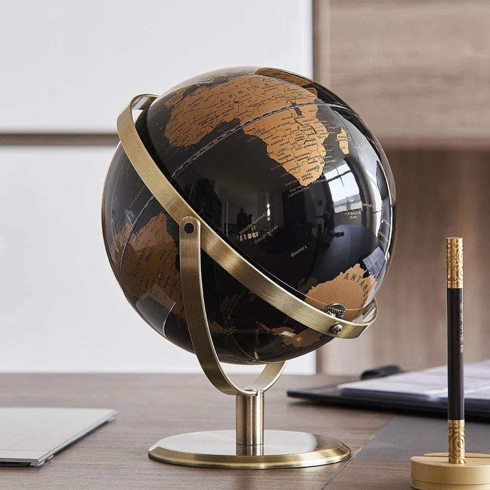 Globe Terrestre de Bureau Noir – Décoratif & Éducatif