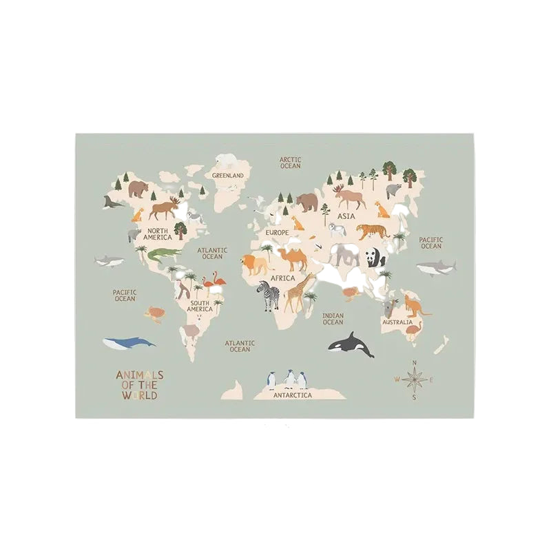Poster éducatif Carte du Monde des Animaux