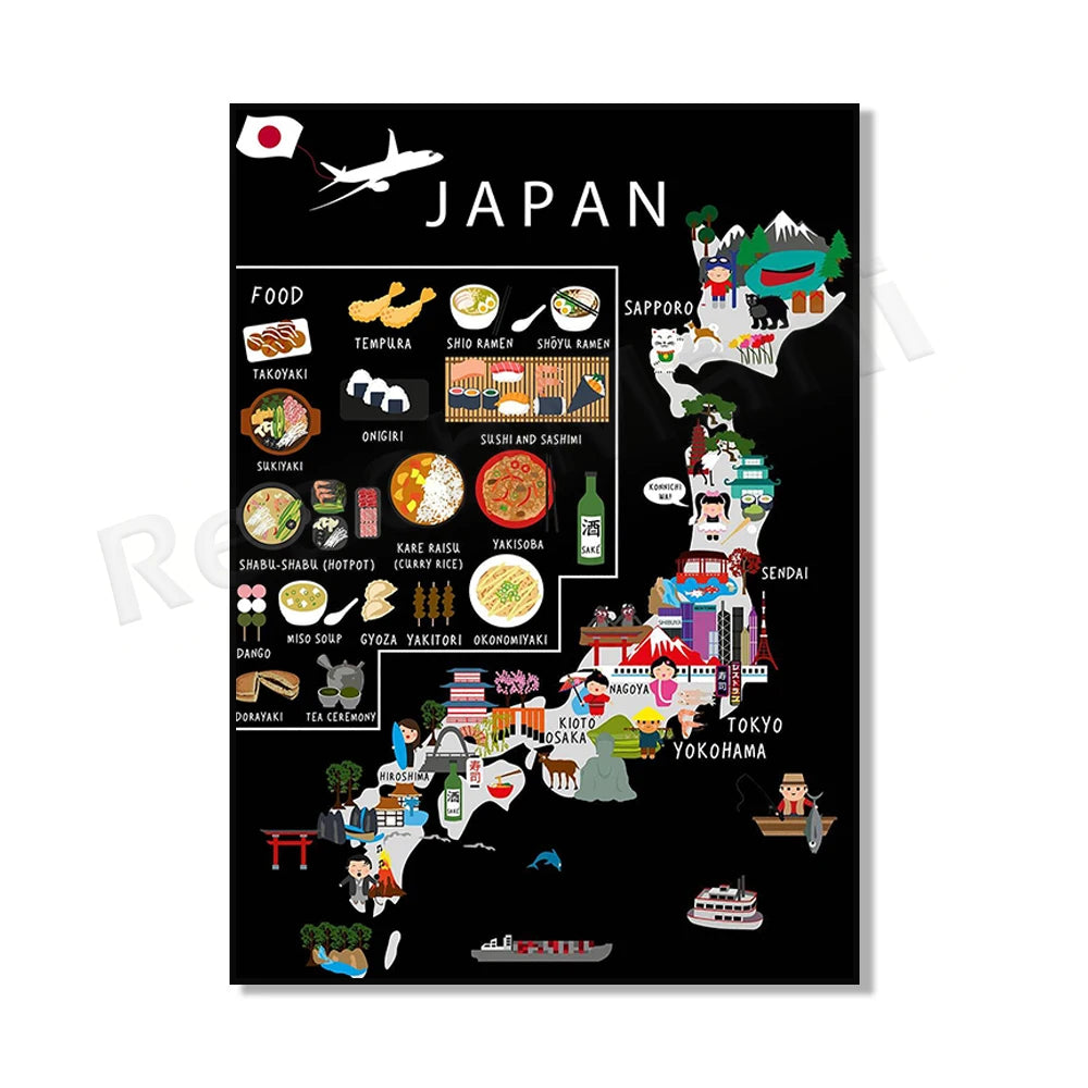 Poster Carte Gastronomique & Culturelle de l'Italie