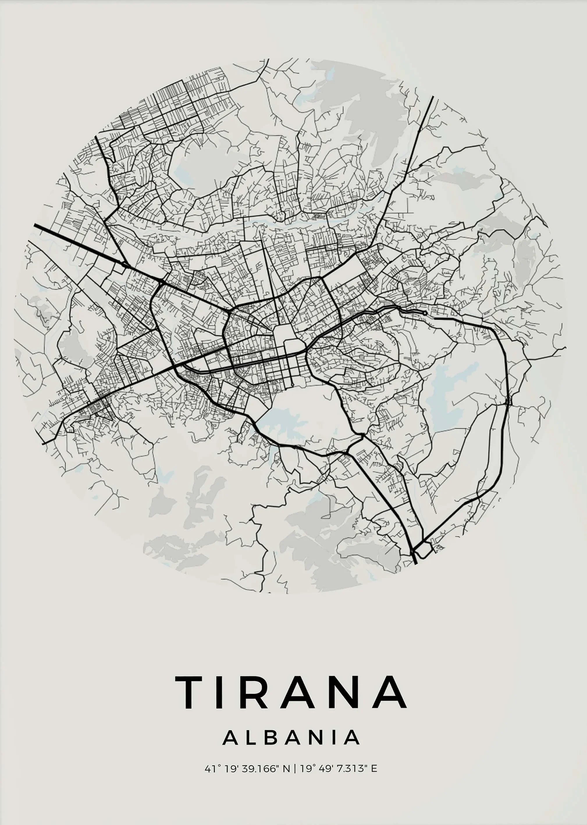 Carte de Tirana – Affiche Murale vintage