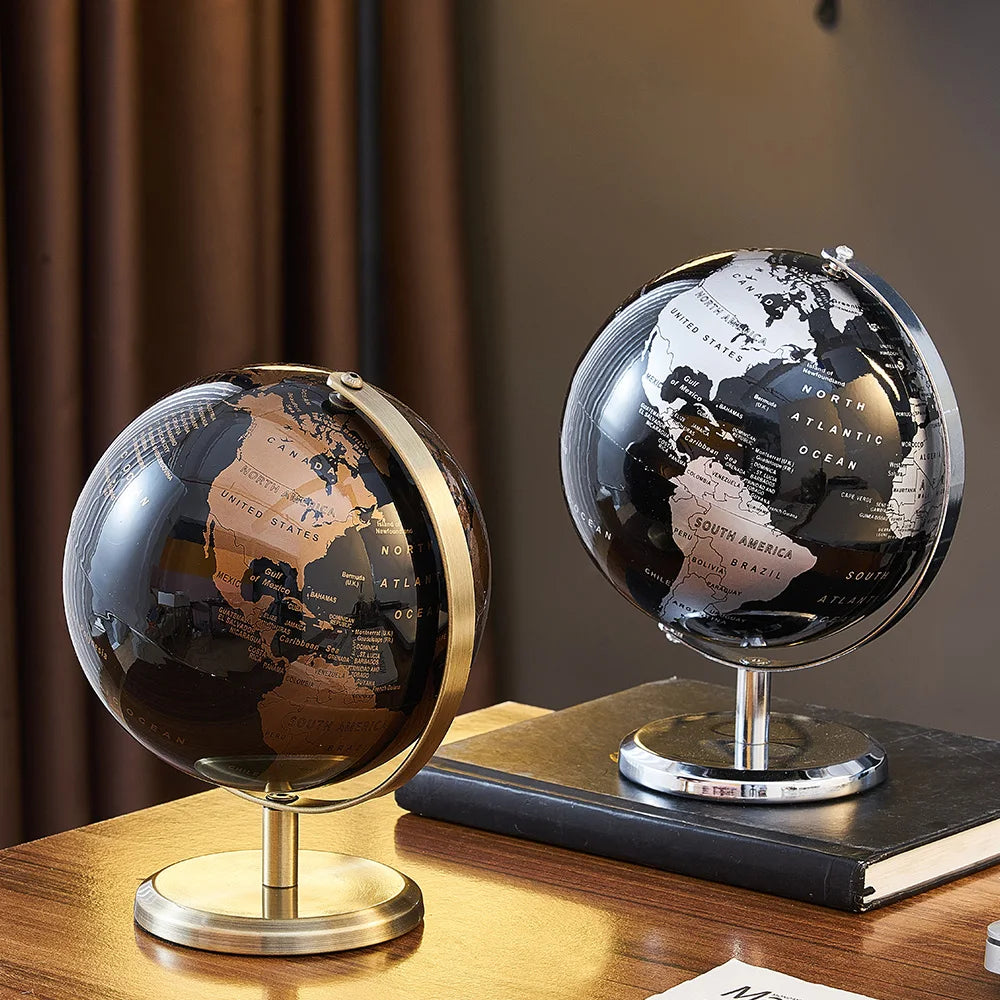 Globe Terrestre de Bureau Noir – Décoratif & Éducatif