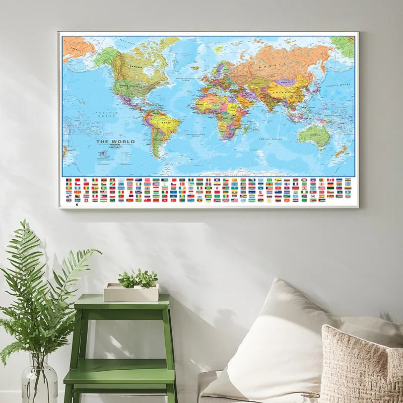 Carte du Monde Murale Éducative pour Enfants en anglais