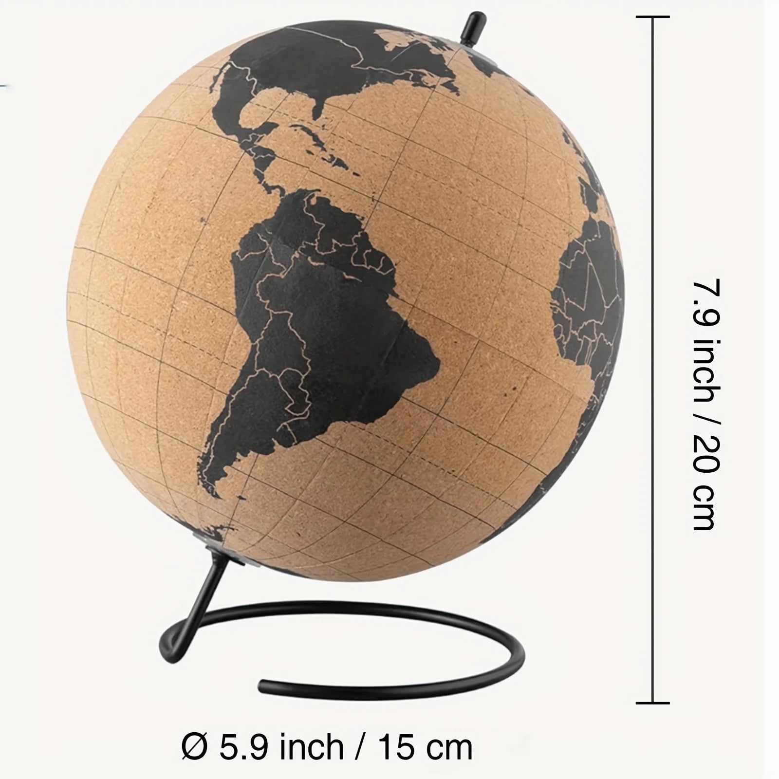 Globe terrestre liège avec support, à personnaliser