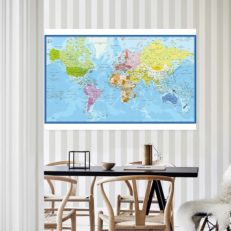 Carte du Monde Murale Éducative en Français