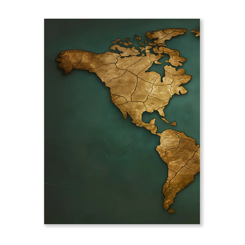 Carte du monde triptyque en 3 panneaux