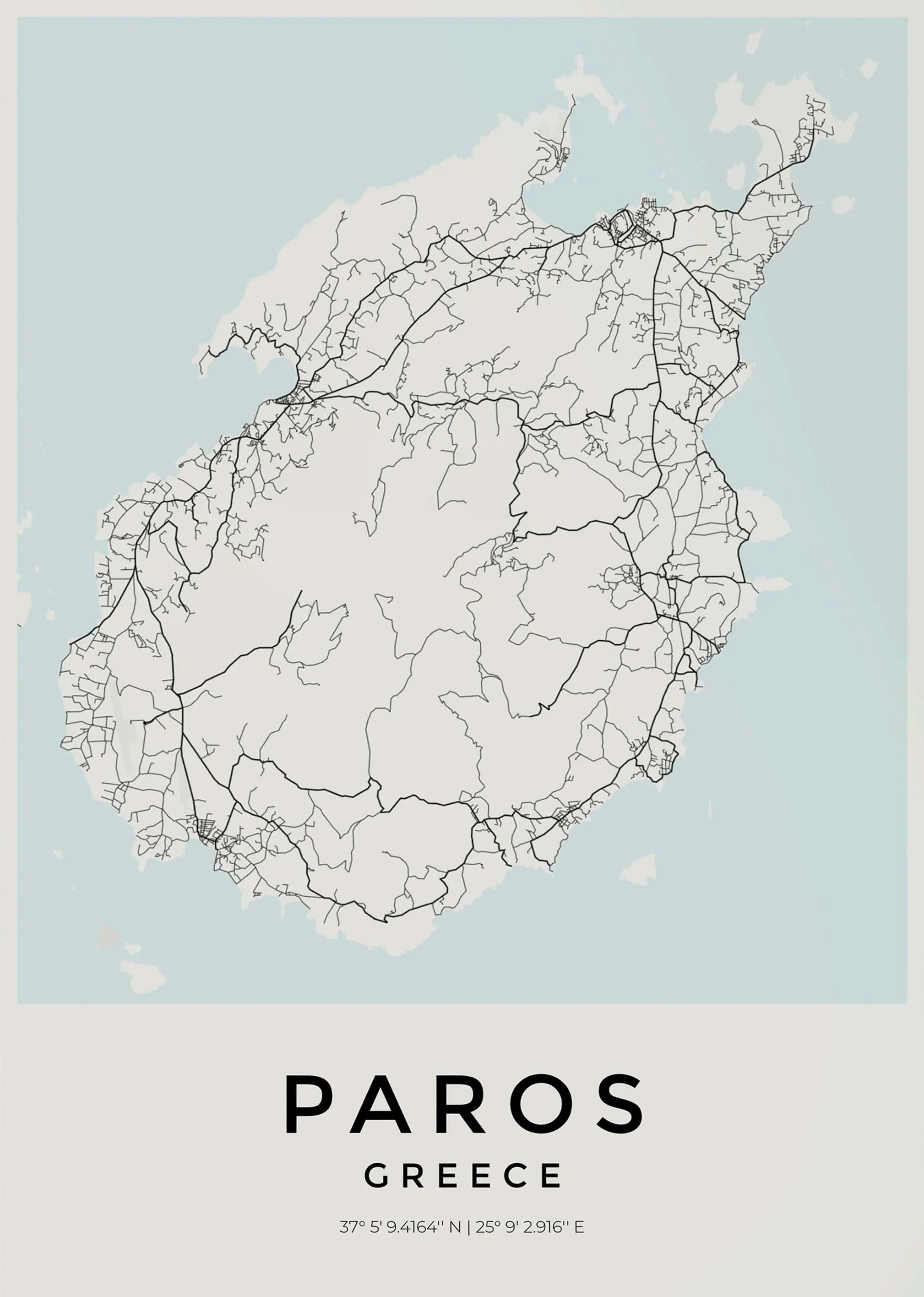 Carte de Paros – Affiche Murale vintage