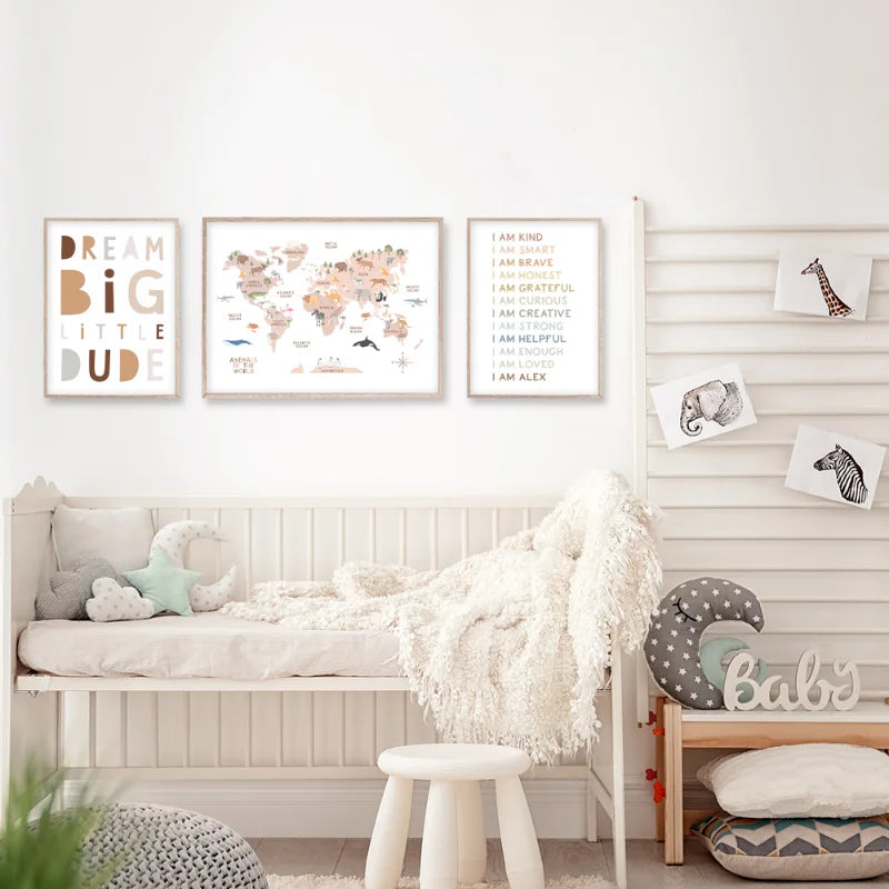 Poster éducatif Carte du Monde des Animaux