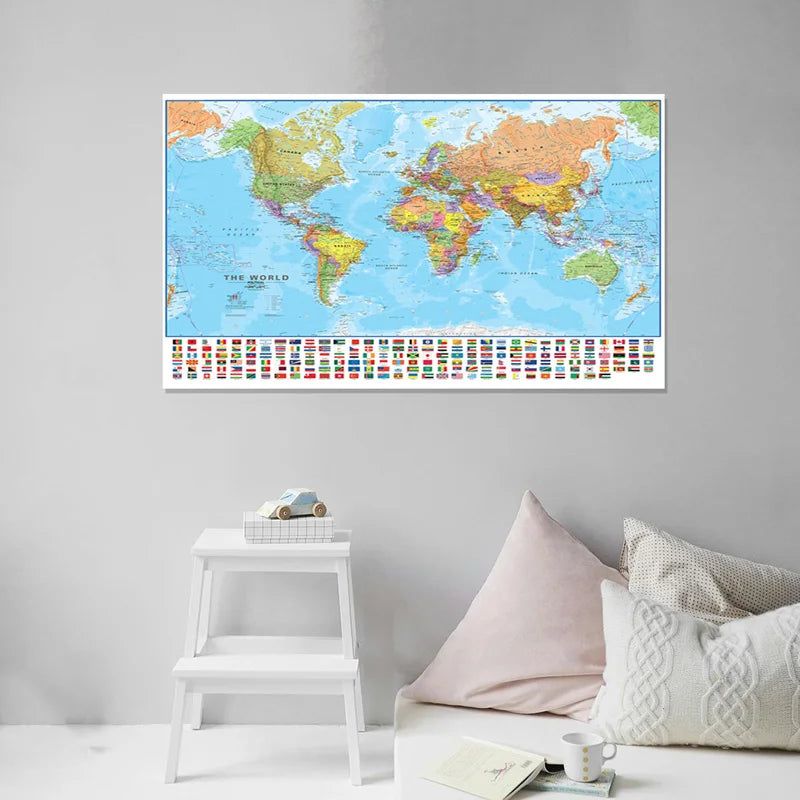 Carte du Monde Murale Éducative pour Enfants en anglais