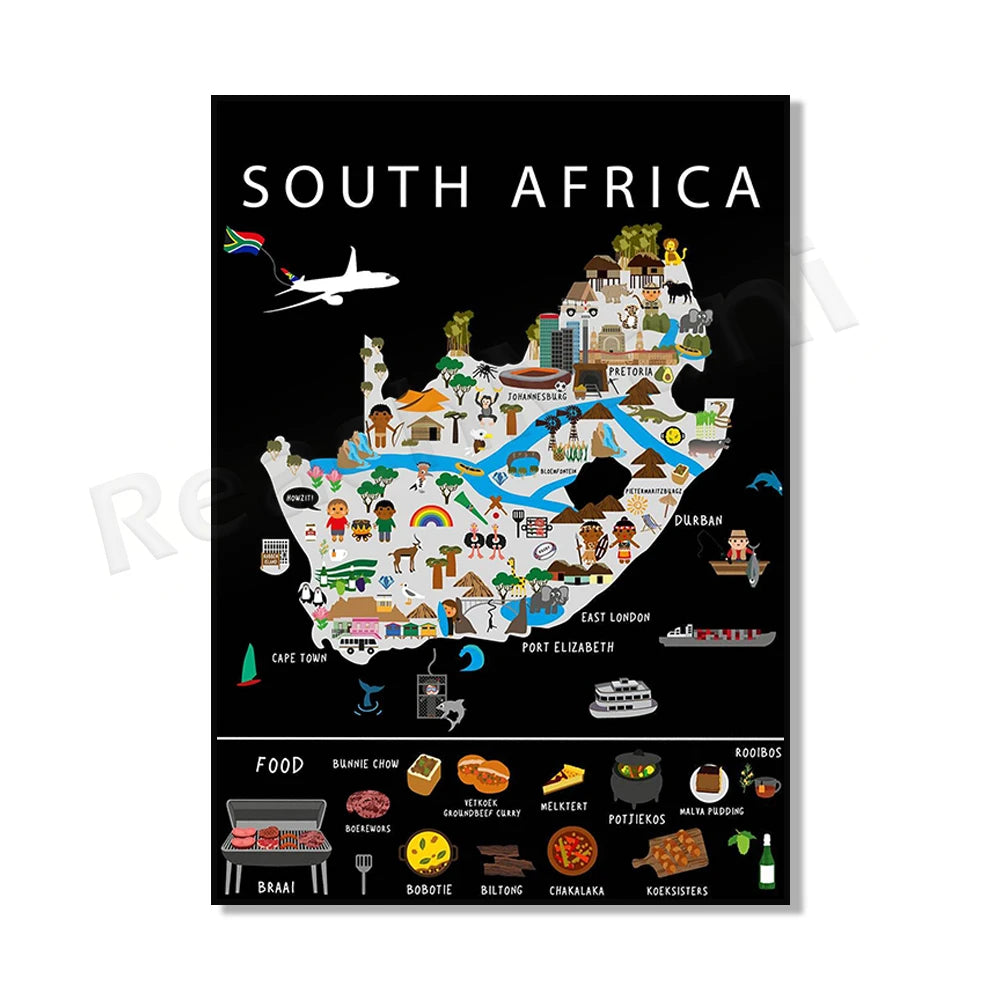 Poster Carte Gastronomique & Culturelle de l'Italie