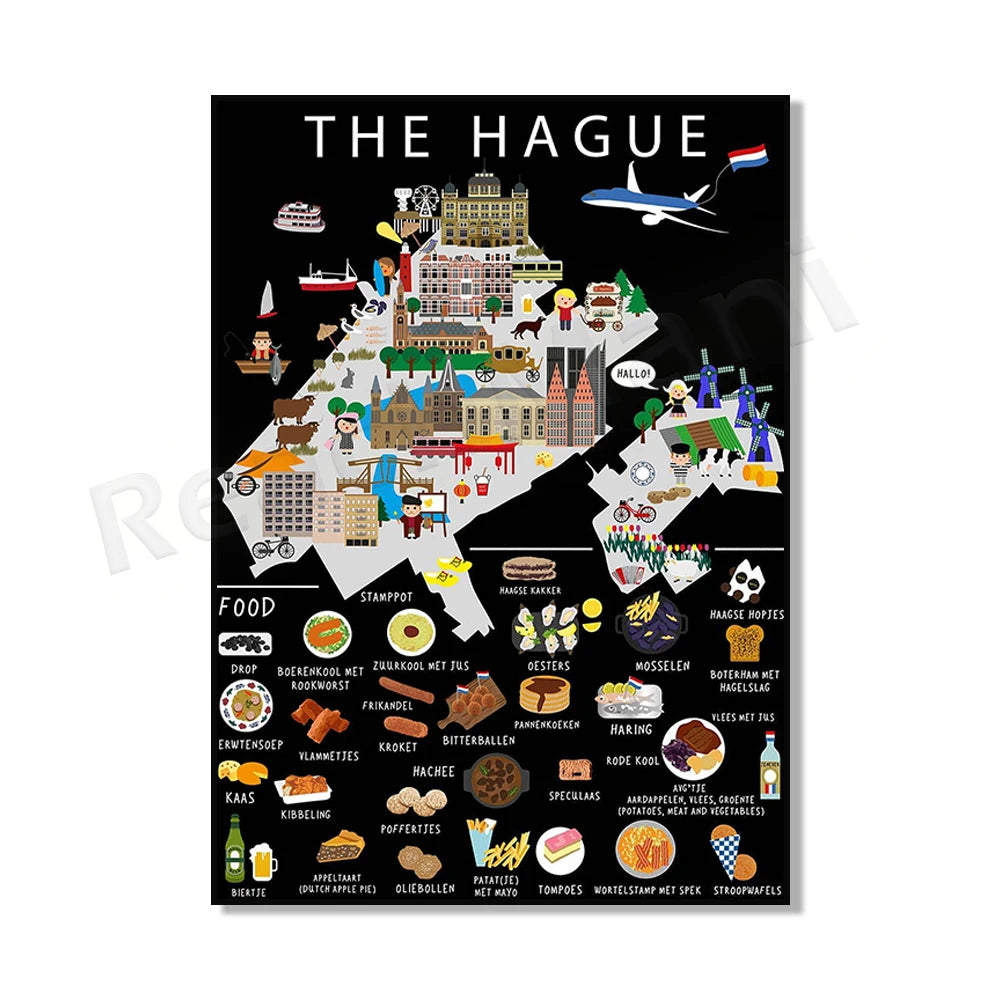 Poster Carte Gastronomique & Culturelle de l'Italie