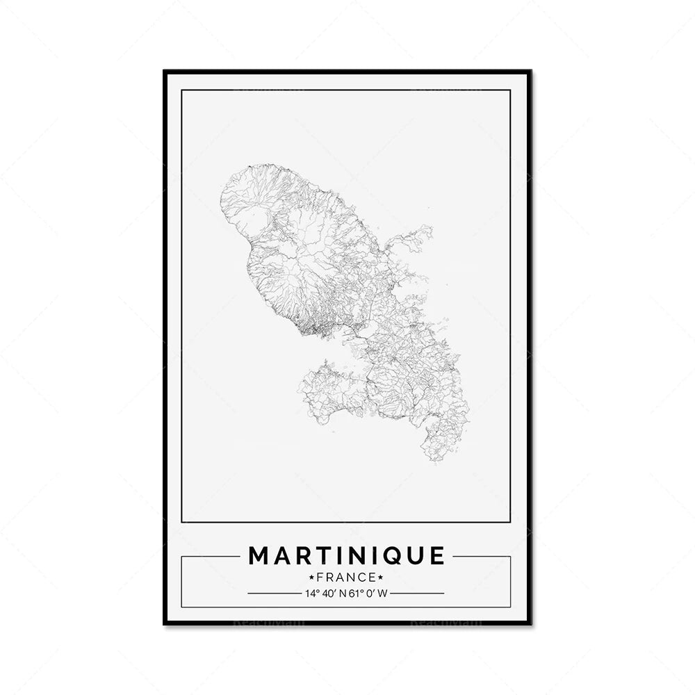Carte de la Martinique - plusieurs design et dimensions