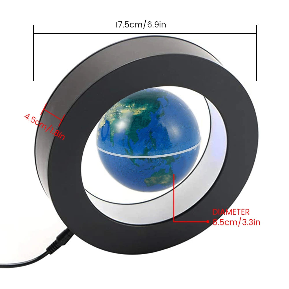 Globe Terrestre Flottant LED – Carte du Monde en Lévitation Magnétique Rotative