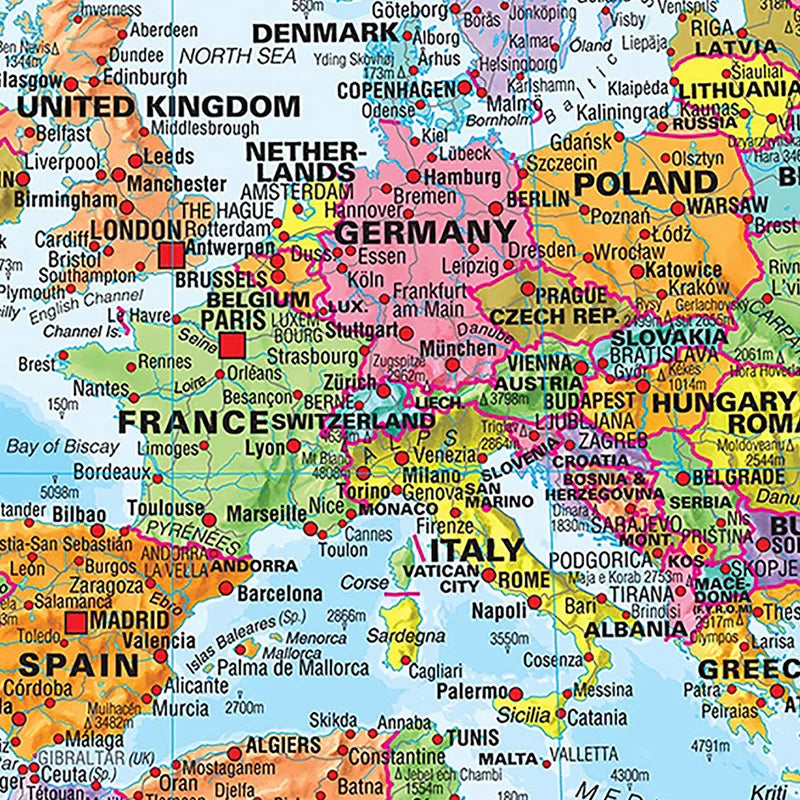 Carte du Monde Murale Éducative pour Enfants en anglais