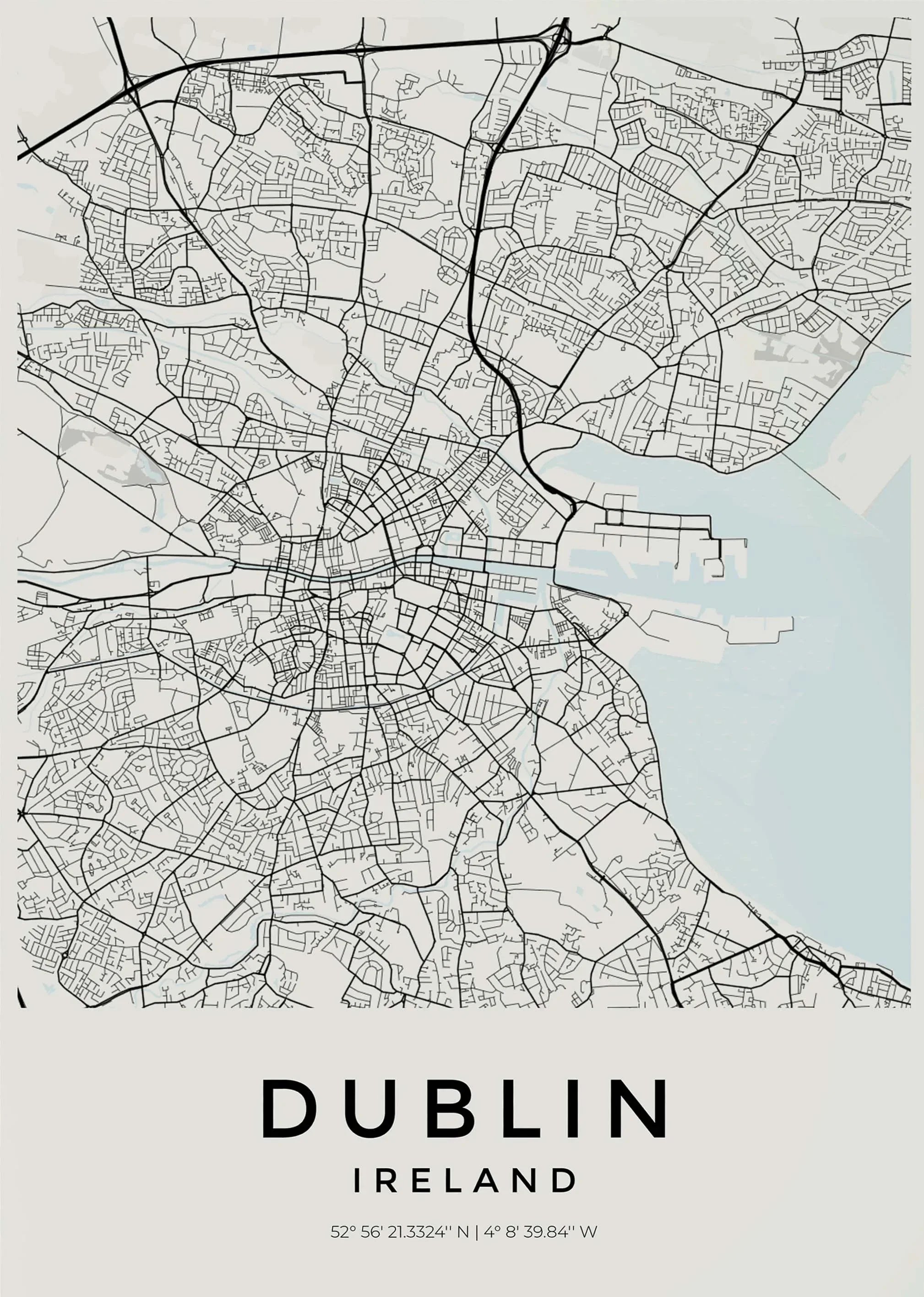 Carte de Dublin – Affiche Murale vintage