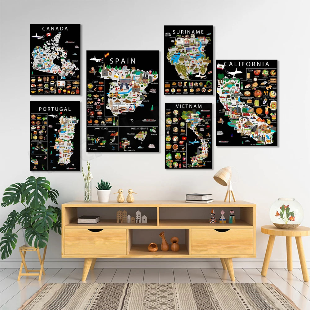 Poster Carte Gastronomique & Culturelle du Suriname