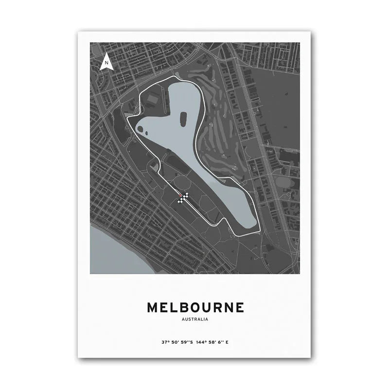 Affiche F1 – Carte du Circuit de Melbourne - Australie