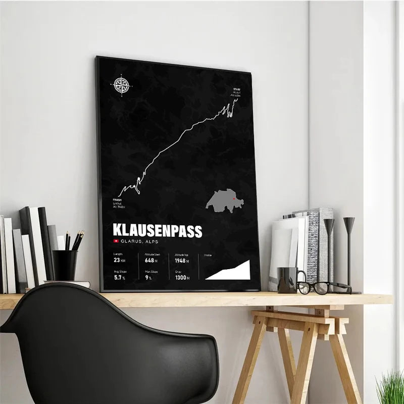 Poster de Klausenpass à vélo - Affiche cyclisme