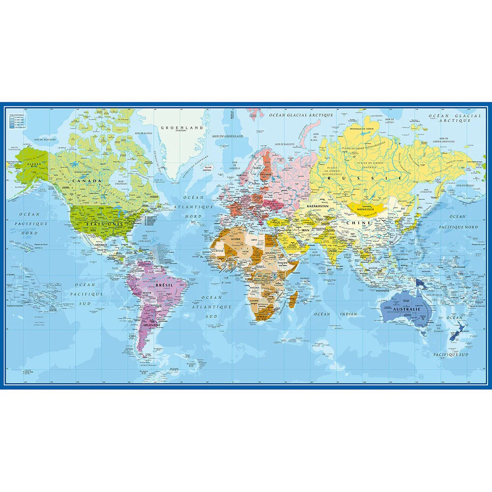 Carte du Monde Murale Éducative en Français