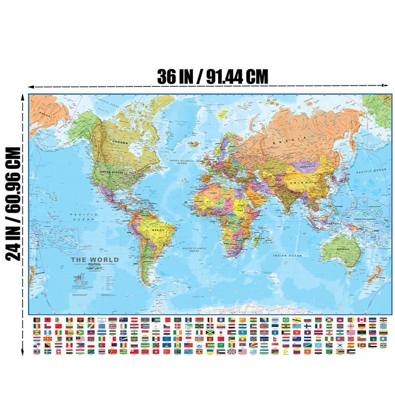 Carte du Monde Murale Éducative pour Enfants en anglais