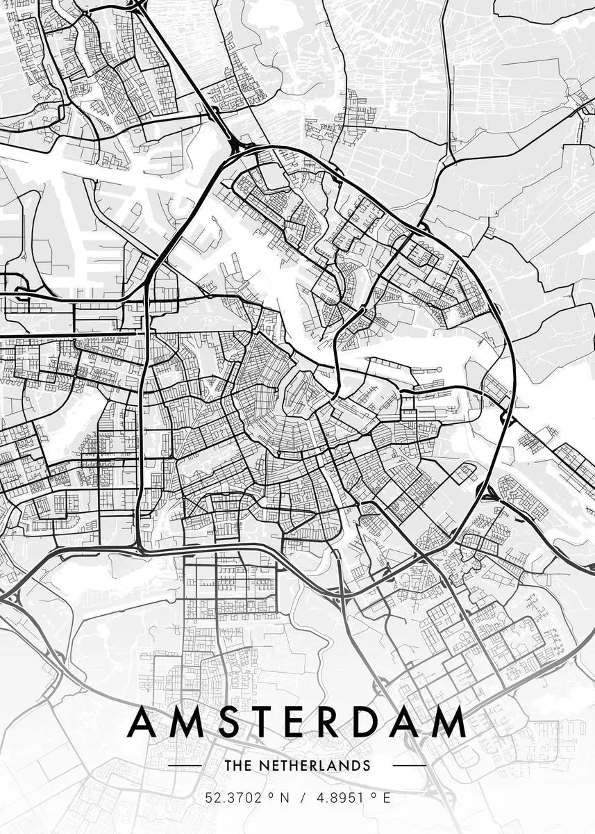 Carte de New Yo – Affiche Murale en Noir et Blanc