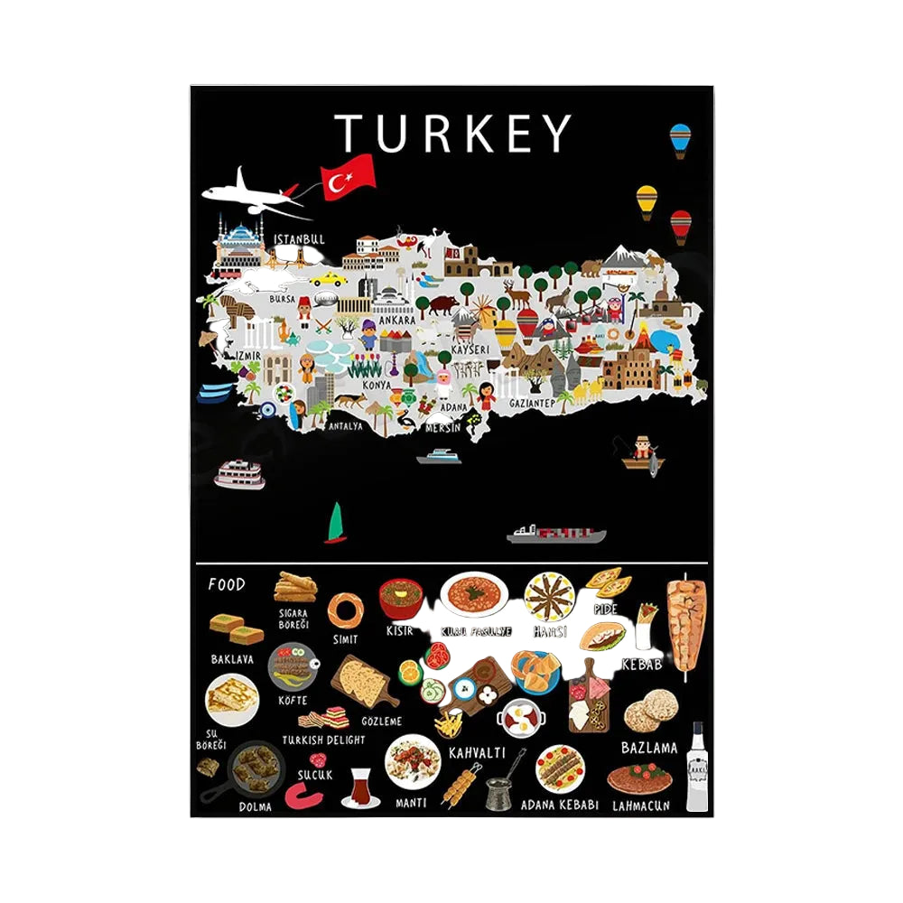 Poster Carte Gastronomique & Culturelle de l'Ukraine