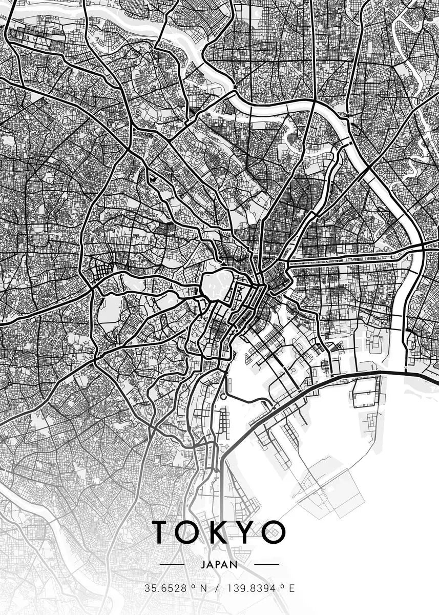 Carte de New Yo – Affiche Murale en Noir et Blanc
