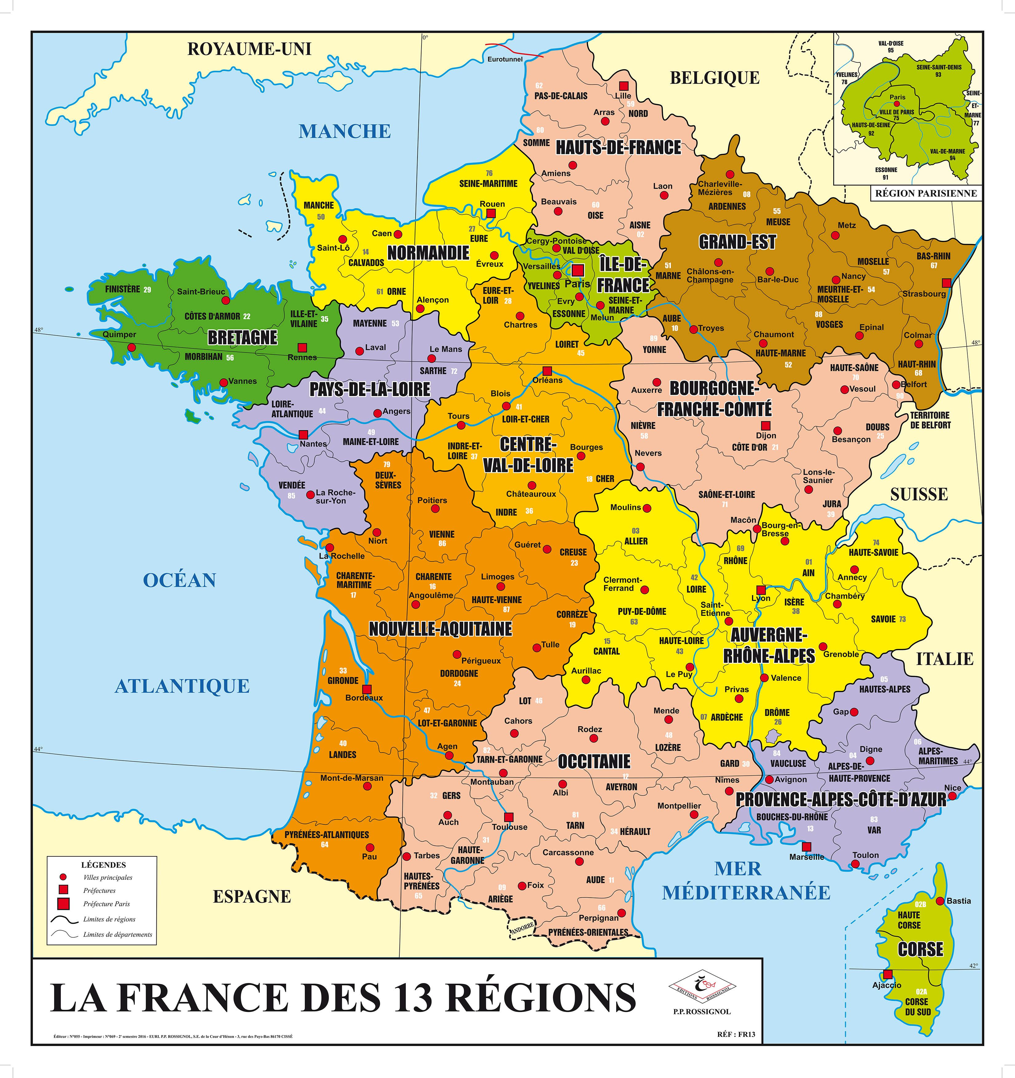 Carte de France des régions, Affiche murale à accrocher