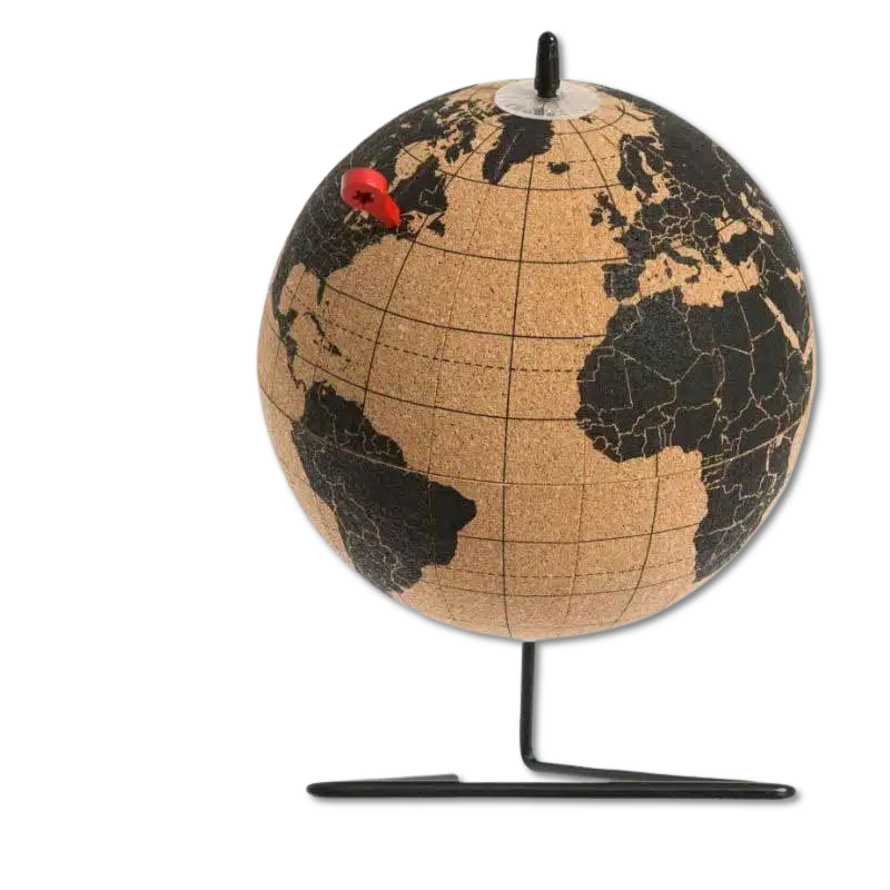 Globe terrestre liège avec support, à personnaliser