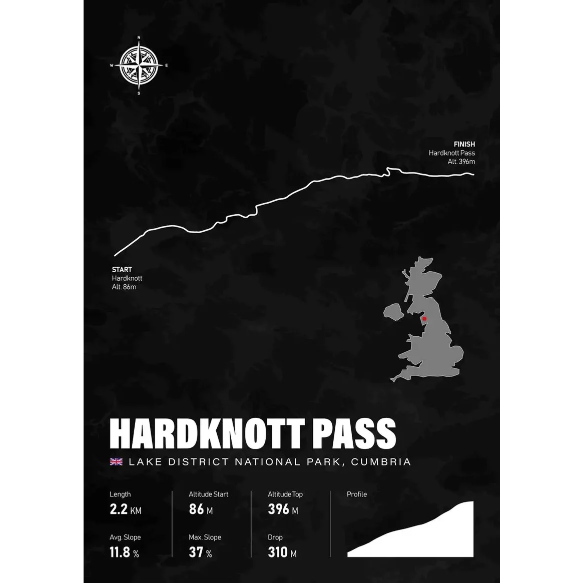 Poster de Hardknott Pass à vélo - Affiche cyclisme